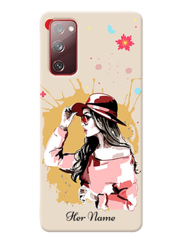 Custom Galaxy S20 Fe 5G Back Covers: Women with pink hat  Design