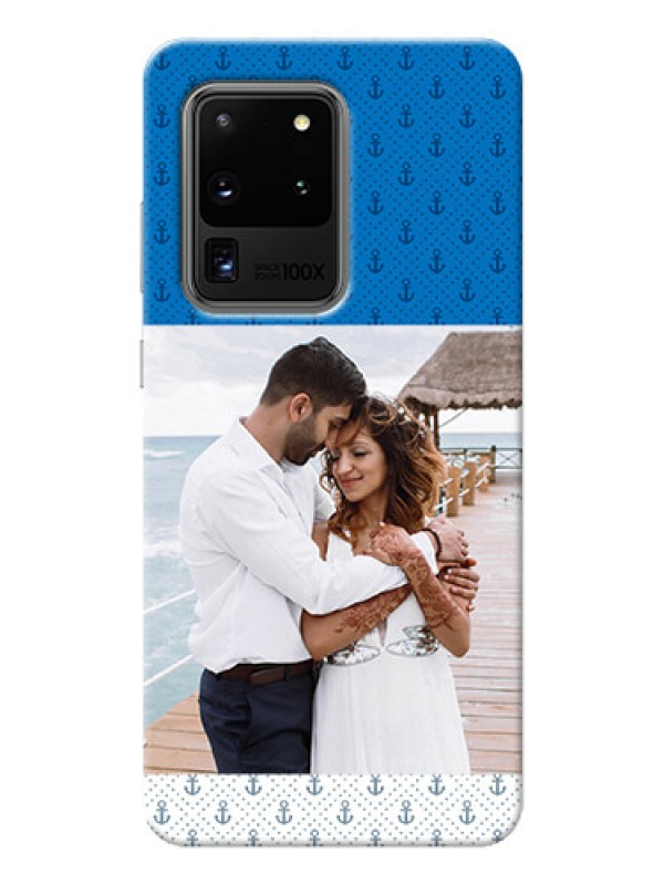Custom Galaxy S20 Ultra Mobile Phone Covers: Blue Anchors Design