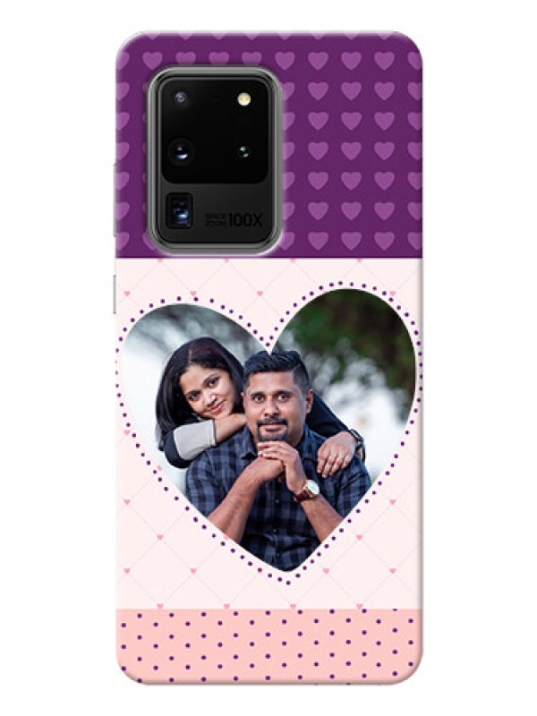 Custom Galaxy S20 Ultra Mobile Back Covers: Violet Love Dots Design