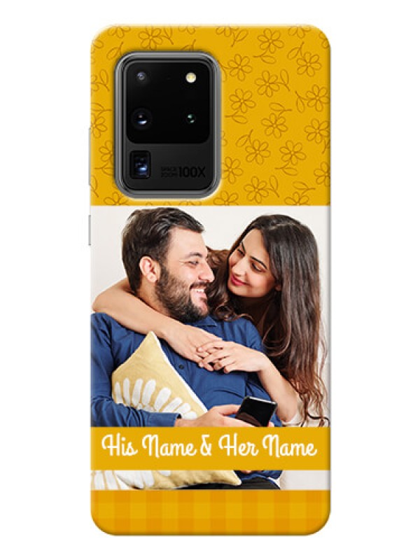 Custom Galaxy S20 Ultra mobile phone covers: Yellow Floral Design