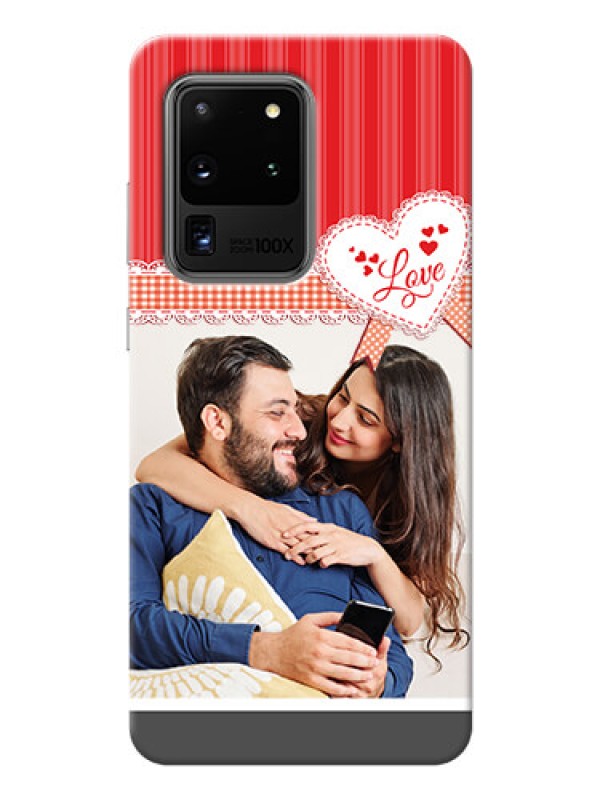 Custom Galaxy S20 Ultra phone cases online: Red Love Pattern Design