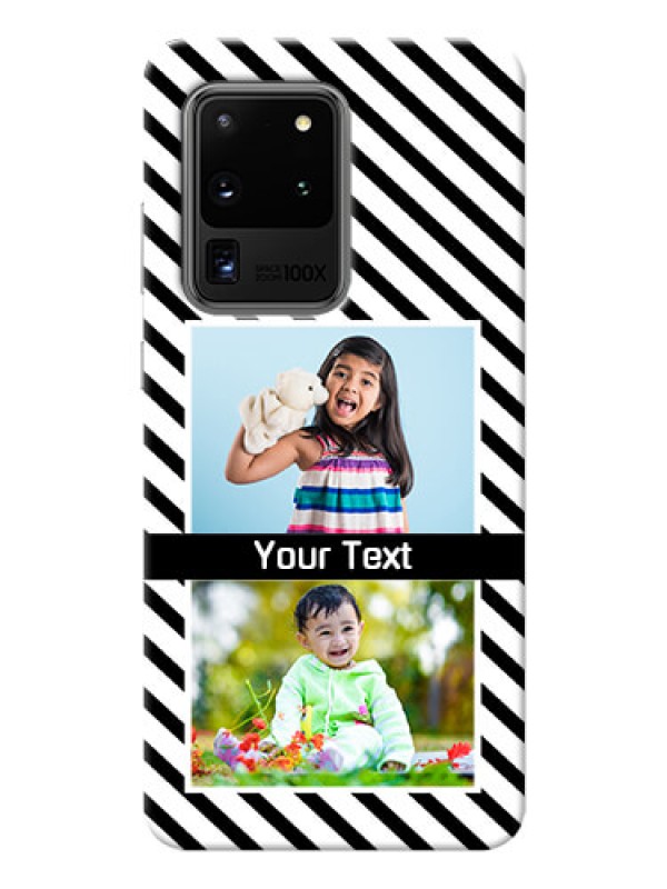 Custom Galaxy S20 Ultra Back Covers: Black And White Stripes Design