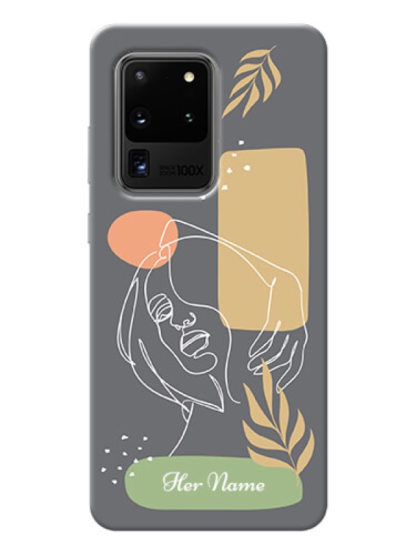 Custom Galaxy S20 Ultra Phone Back Covers: Gazing Woman line art Design