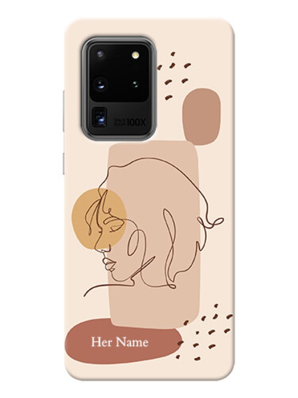 Custom Galaxy S20 Ultra Custom Phone Covers: Calm Woman line art Design