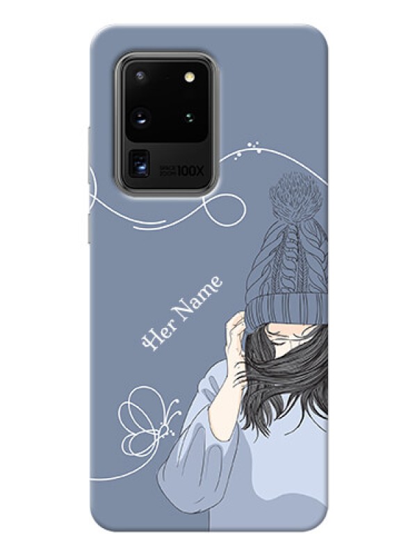Custom Galaxy S20 Ultra Custom Mobile Case with Girl in winter outfit Design