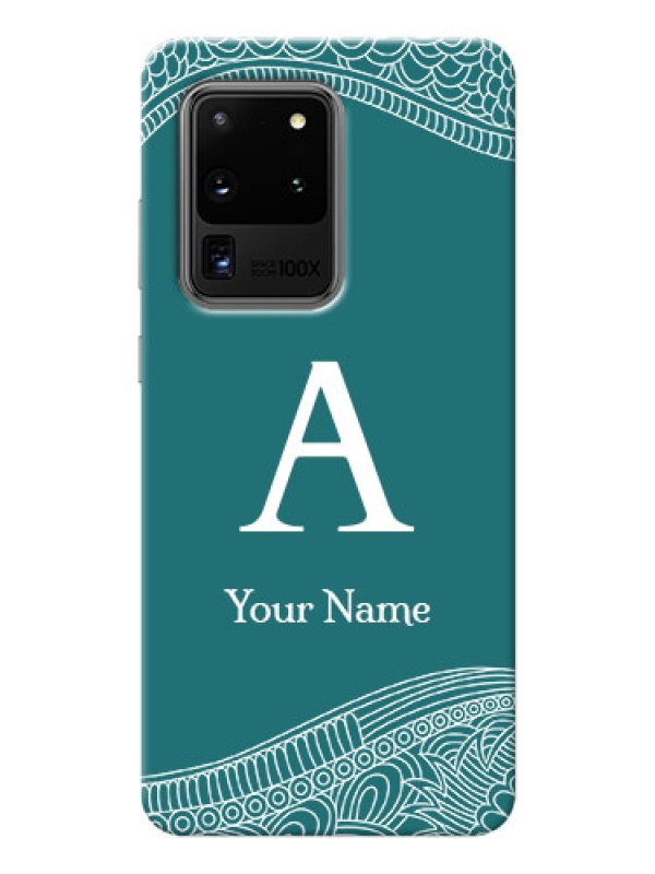 Custom Galaxy S20 Ultra Mobile Back Covers: line art pattern with custom name Design