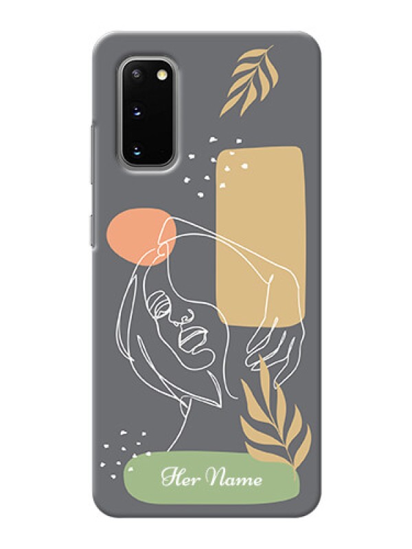 Custom Galaxy S20 Phone Back Covers: Gazing Woman line art Design