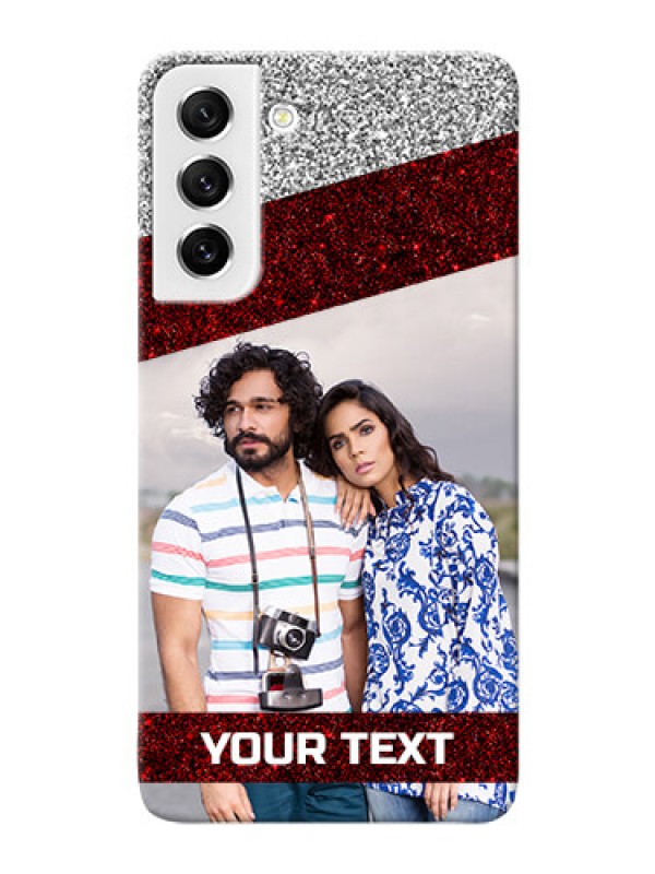 Custom Galaxy S21 FE 5G Mobile Cases: Image Holder with Glitter Strip Design