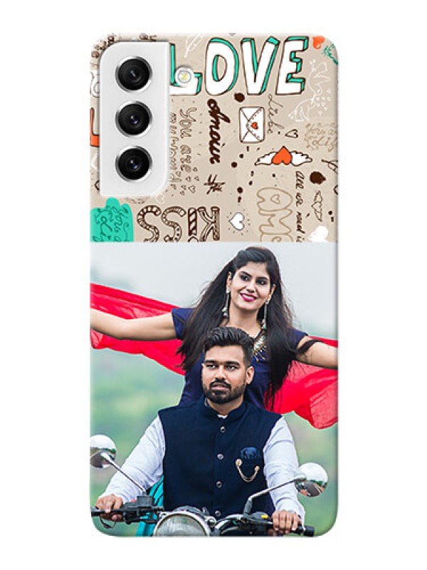 Custom Galaxy S21 FE 5G Personalised mobile covers: Love Doodle Pattern 