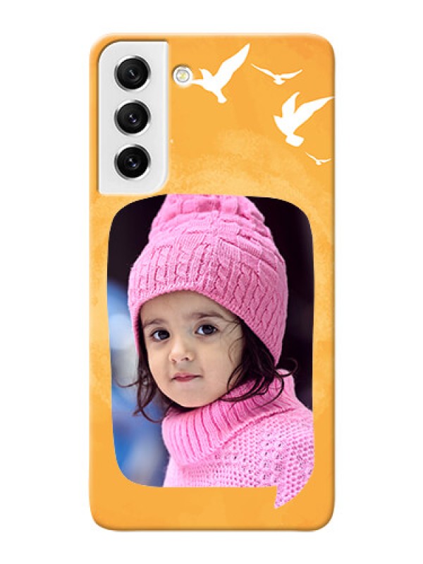 Custom Galaxy S21 FE 5G Phone Covers: Water Color Design with Bird Icons