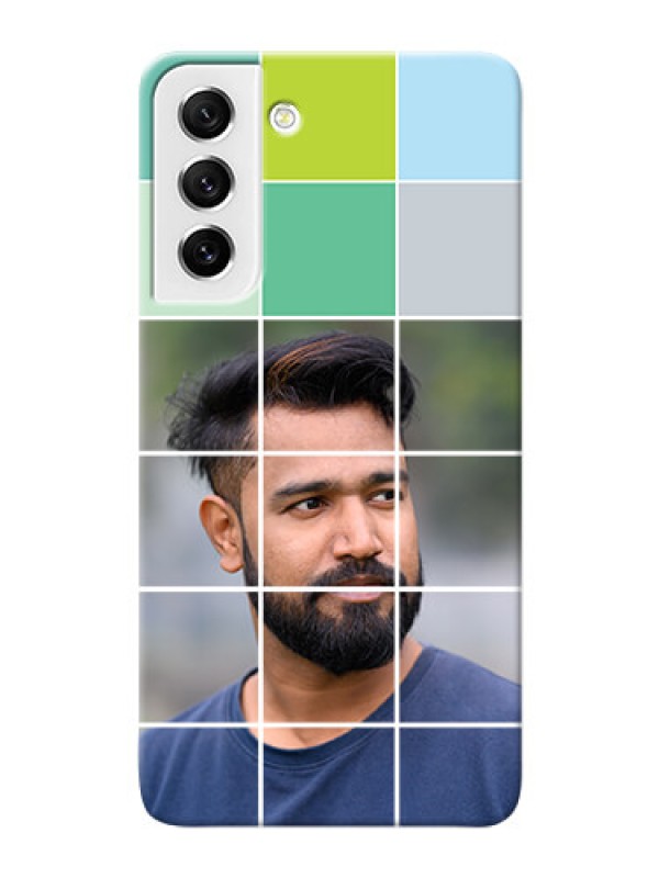 Custom Galaxy S21 FE 5G personalised phone covers with white box pattern 