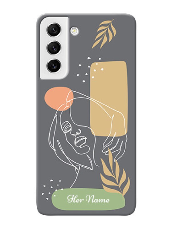 Custom Galaxy S21 Fe 5G Phone Back Covers: Gazing Woman line art Design