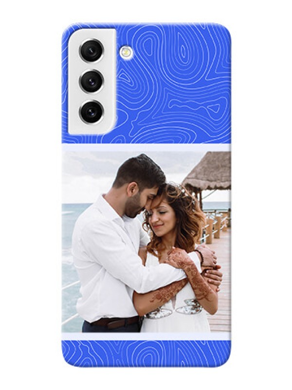 Custom Galaxy S21 Fe 5G Mobile Back Covers: Curved line art with blue and white Design