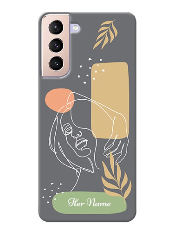 Custom Galaxy S21 Plus Phone Back Covers: Gazing Woman line art Design