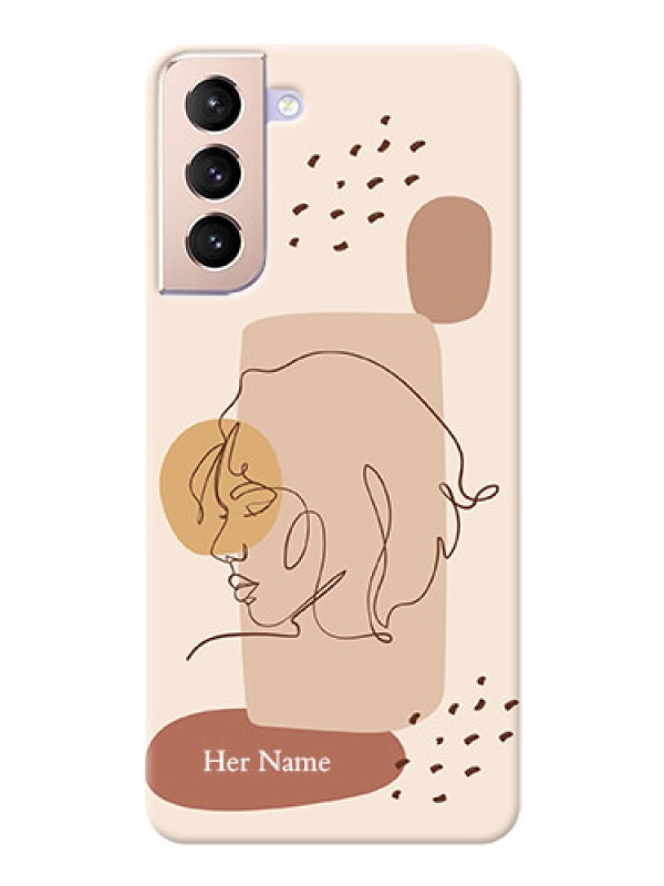 Custom Galaxy S21 Plus Custom Phone Covers: Calm Woman line art Design