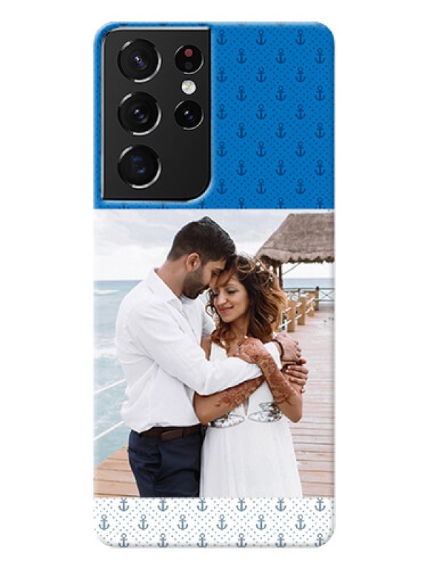 Custom Galaxy S21 Ultra Mobile Phone Covers: Blue Anchors Design