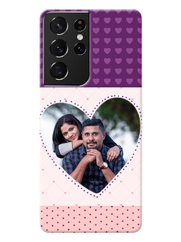 Custom Galaxy S21 Ultra Mobile Back Covers: Violet Love Dots Design