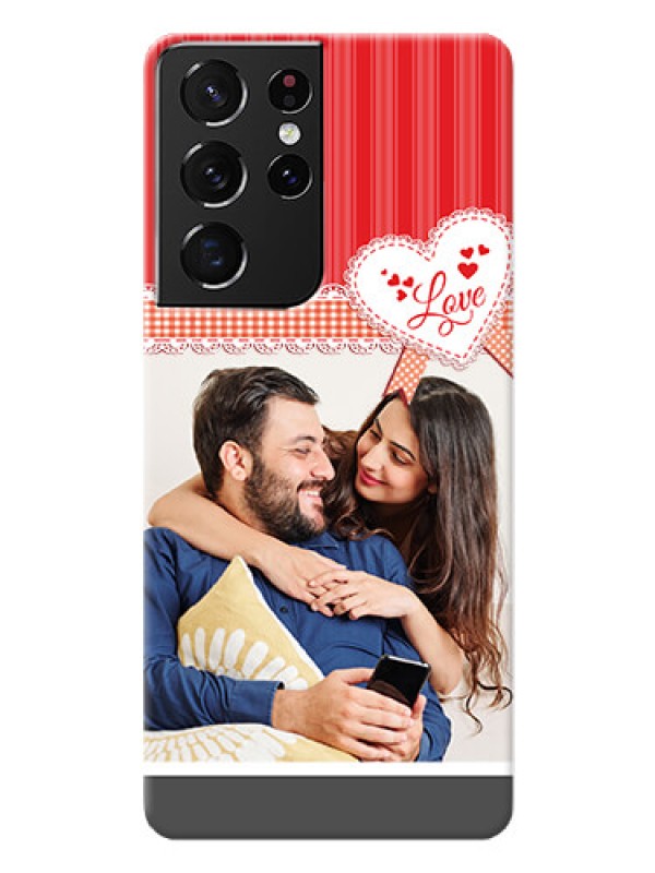 Custom Galaxy S21 Ultra phone cases online: Red Love Pattern Design