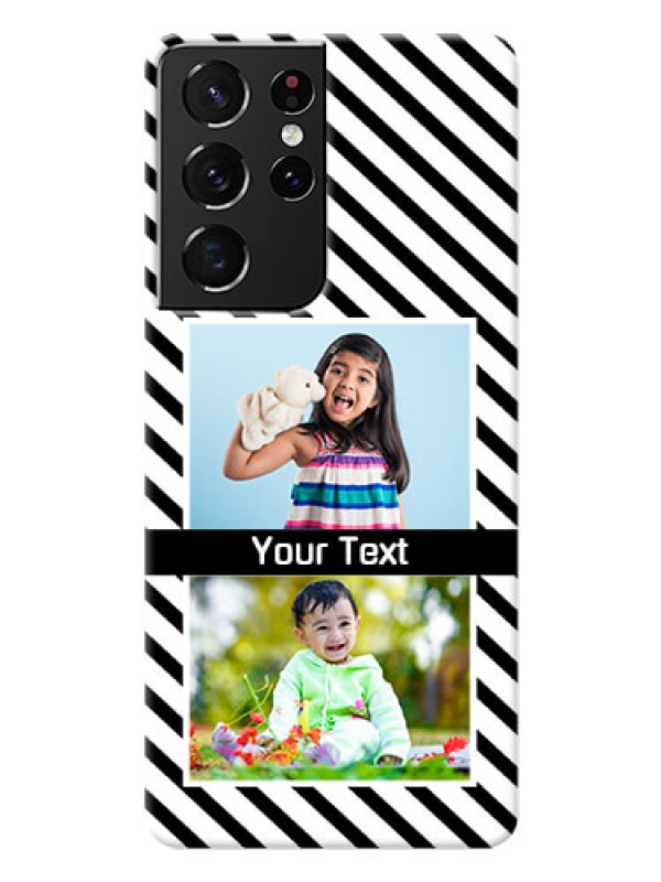 Custom Galaxy S21 Ultra Back Covers: Black And White Stripes Design