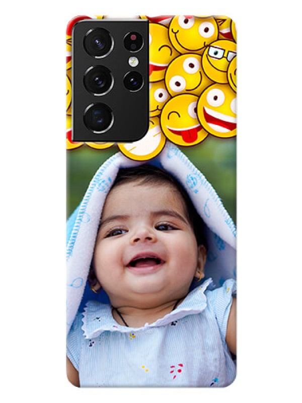 Custom Galaxy S21 Ultra Custom Phone Cases with Smiley Emoji Design