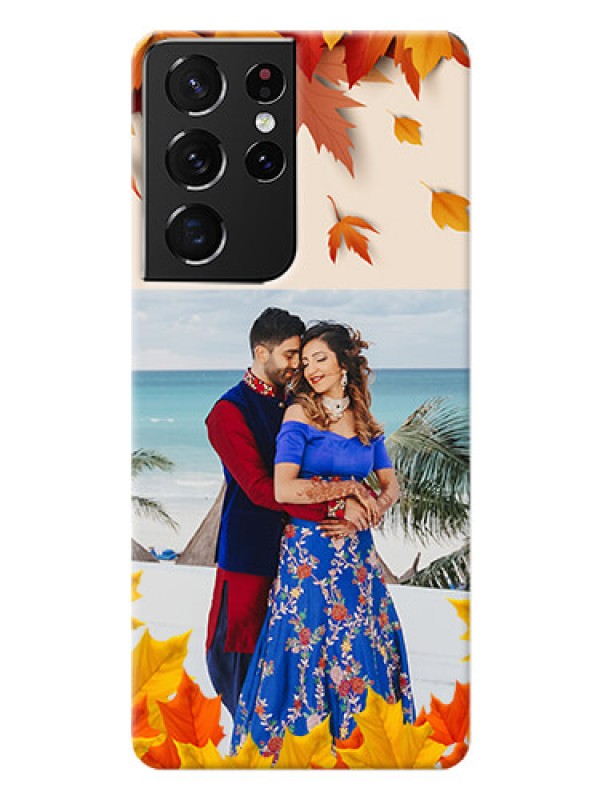 Custom Galaxy S21 Ultra Mobile Phone Cases: Autumn Maple Leaves Design