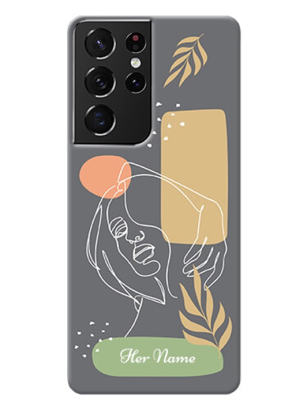 Custom Galaxy S21 Ultra Phone Back Covers: Gazing Woman line art Design