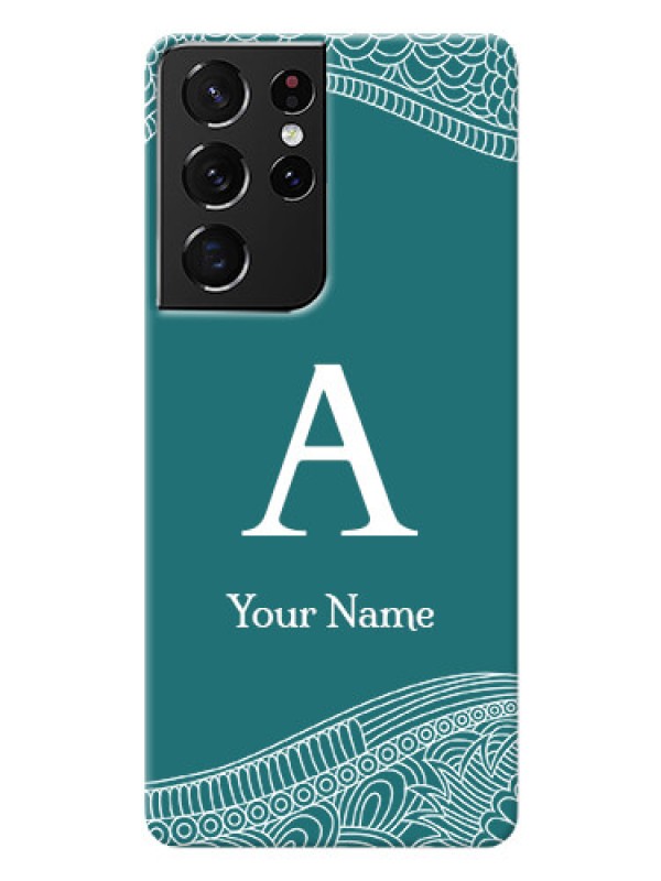 Custom Galaxy S21 Ultra Mobile Back Covers: line art pattern with custom name Design