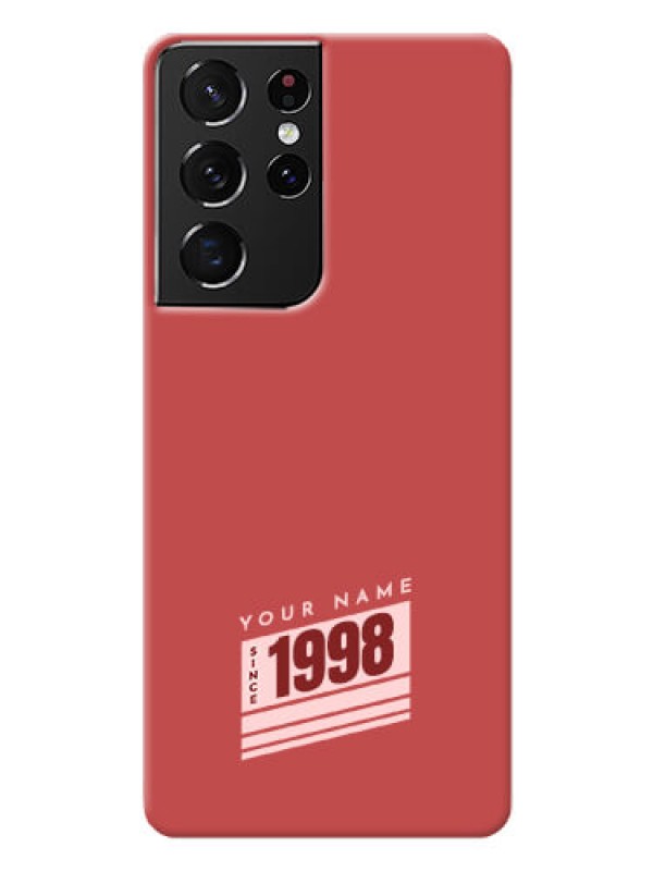 Custom Galaxy S21 Ultra Phone Back Covers: Red custom year of birth Design