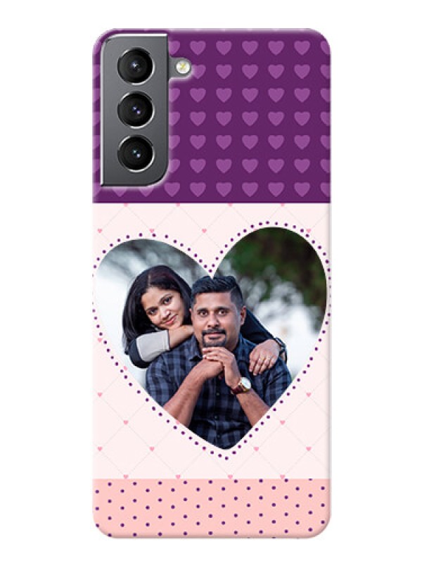Custom Galaxy S21 Mobile Back Covers: Violet Love Dots Design