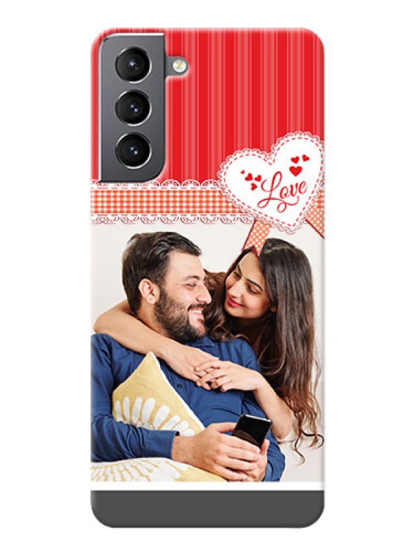 Custom Galaxy S21 phone cases online: Red Love Pattern Design