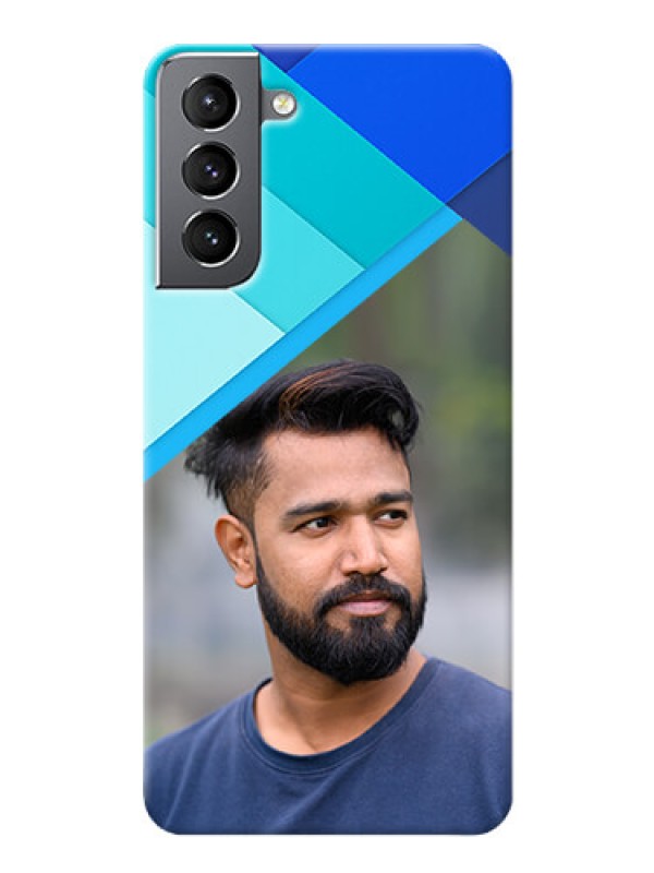 Custom Galaxy S21 Phone Cases Online: Blue Abstract Cover Design