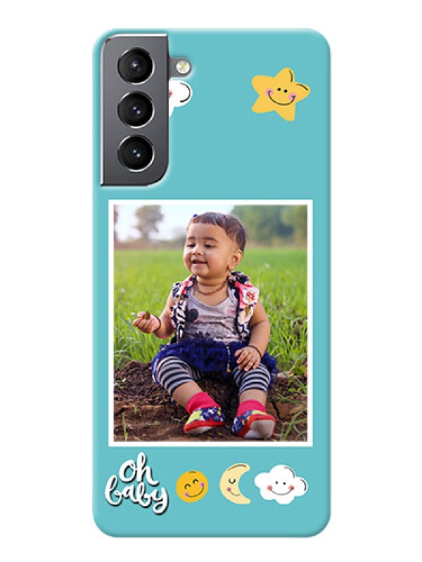 Custom Galaxy S21 Personalised Phone Cases: Smiley Kids Stars Design