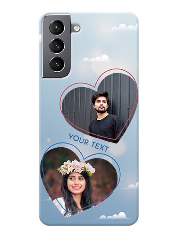 Custom Galaxy S21 Phone Cases: Blue Color Couple Design 