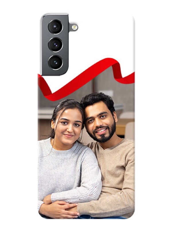 Custom Galaxy S21 custom phone cases: Red Ribbon Frame Design