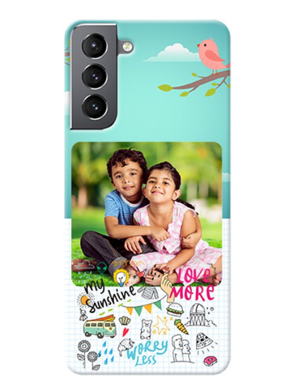 Custom Galaxy S21 phone cases online: Doodle love Design