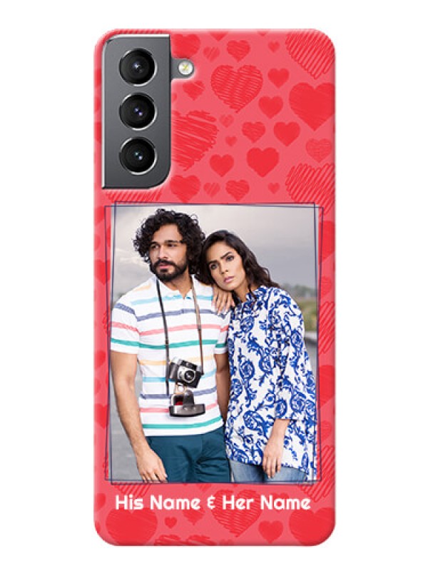Custom Galaxy S21 Mobile Back Covers: with Red Heart Symbols Design