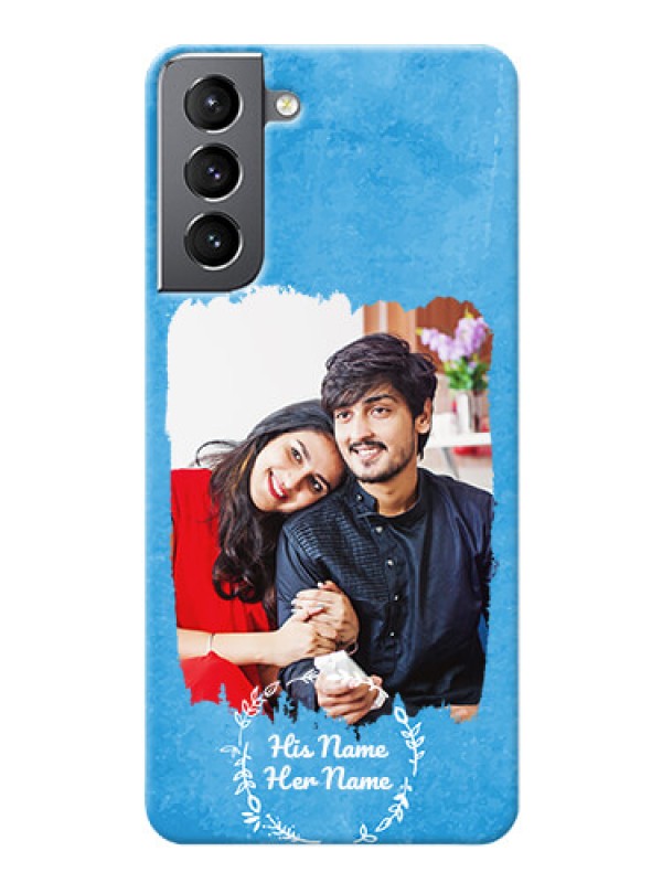 Custom Galaxy S21 custom mobile cases: Blue Color Vintage Design
