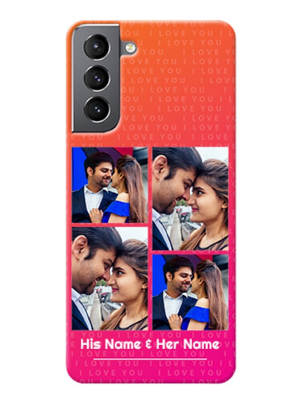 Custom Galaxy S21 custom back covers: I Love You Pink Design