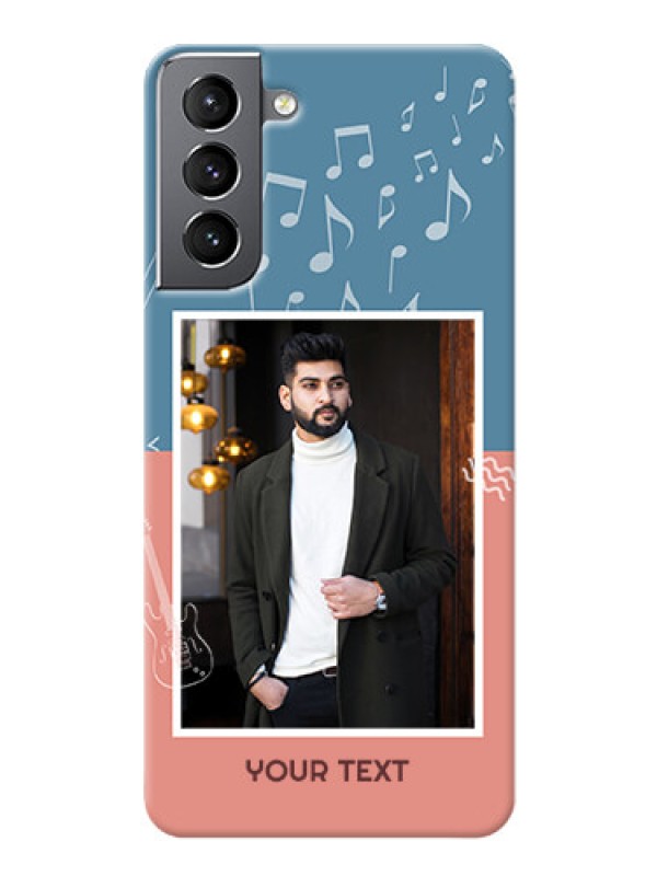 Custom Galaxy S21 Phone Back Covers with Color Musical Note Design