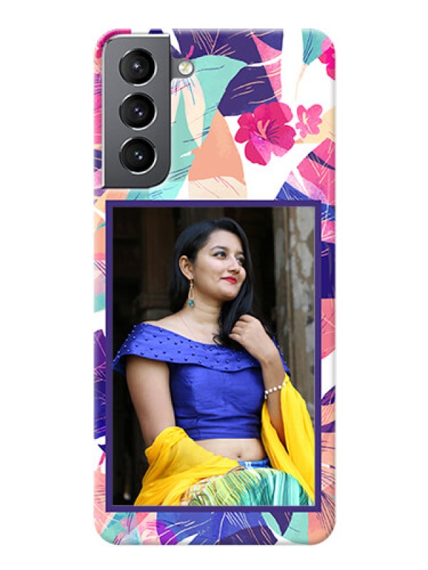 Custom Galaxy S21 Personalised Phone Cases: Abstract Floral Design