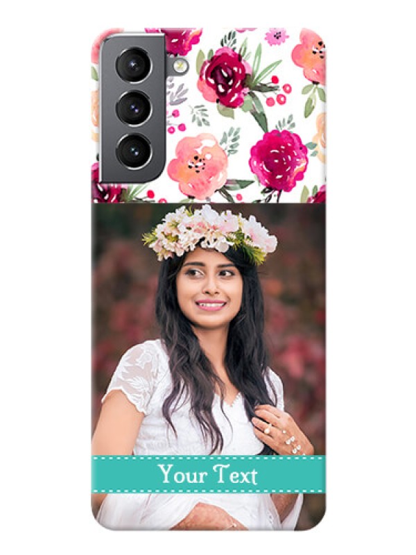 Custom Galaxy S21 Personalized Mobile Cases: Watercolor Floral Design