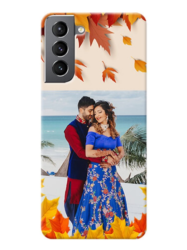 Custom Galaxy S21 Mobile Phone Cases: Autumn Maple Leaves Design