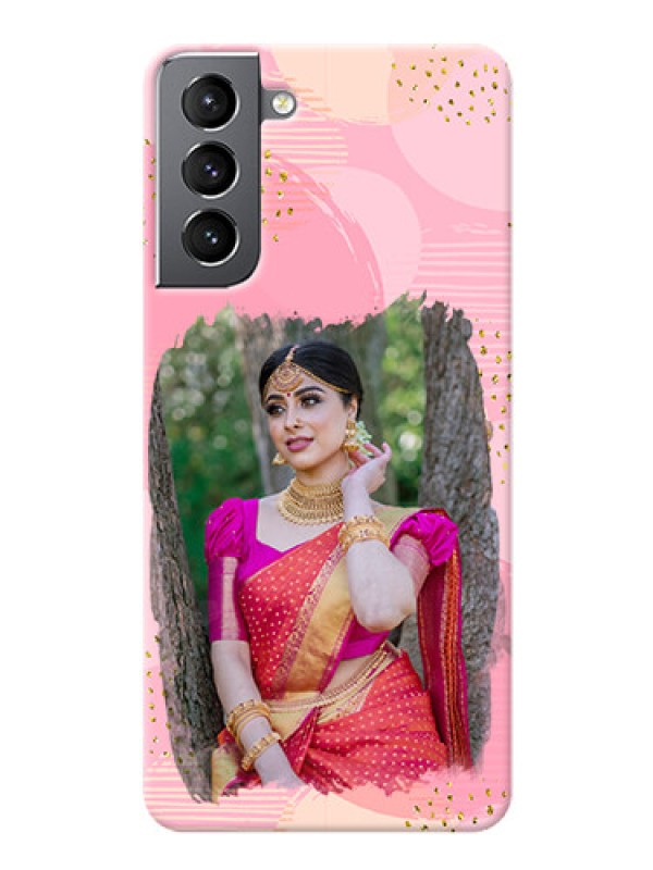 Custom Galaxy S21 Phone Covers for Girls: Gold Glitter Splash Design