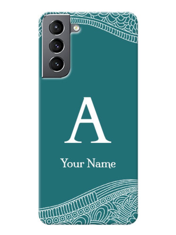 Custom Galaxy S21 Mobile Back Covers: line art pattern with custom name Design