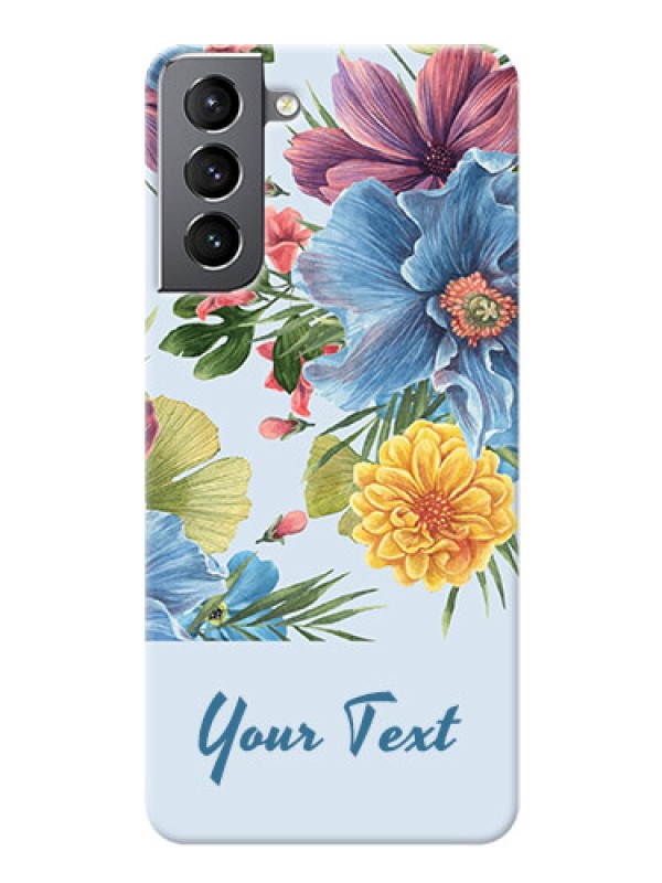 Custom Galaxy S21 Custom Phone Cases: Stunning Watercolored Flowers Painting Design