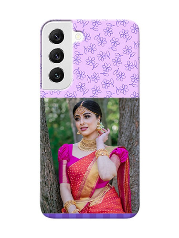 Custom Galaxy S22 5G Mobile Cases: Purple Floral Design
