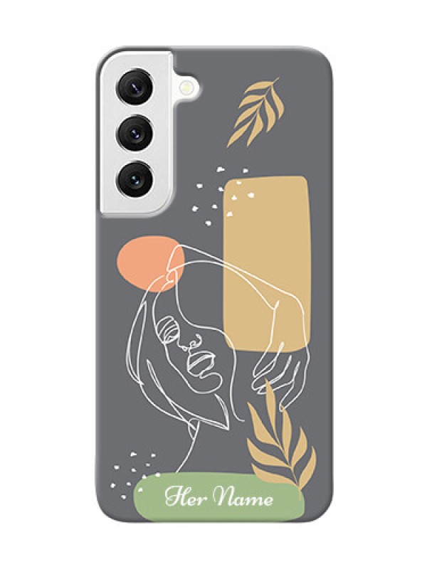 Custom Galaxy S22 5G Phone Back Covers: Gazing Woman line art Design