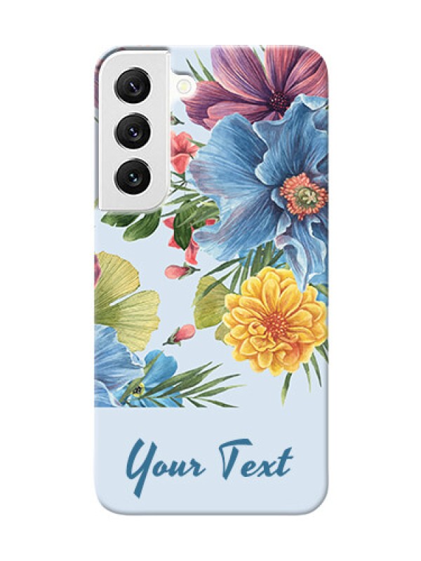 Custom Galaxy S22 5G Custom Phone Cases: Stunning Watercolored Flowers Painting Design