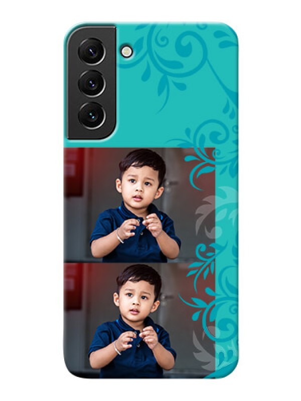 Custom Galaxy S22 Plus 5G Mobile Cases with Photo and Green Floral Design 