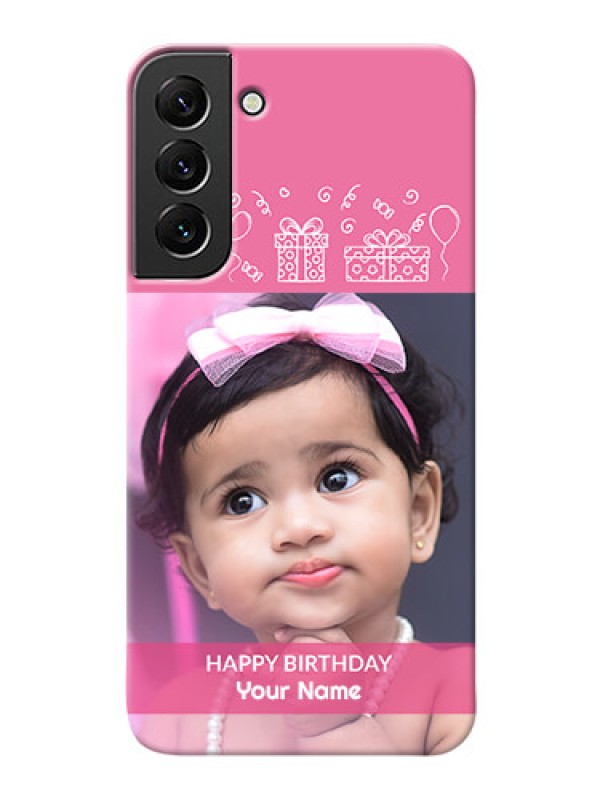 Custom Galaxy S22 Plus 5G Custom Mobile Cover with Birthday Line Art Design